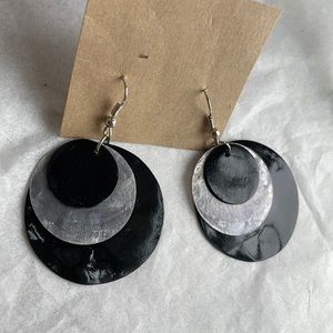 - Lovely dainty black gray genuine capiz shell earring 3 layers